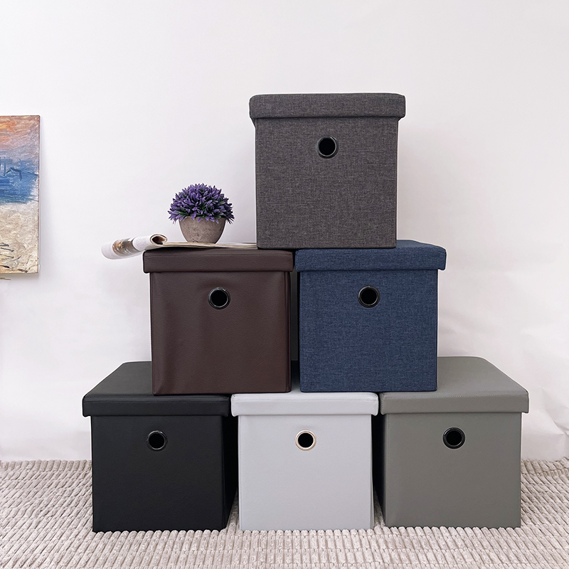 Puff Cubo Organizador Plegable de almacenamiento (TX Gris Oscuro)