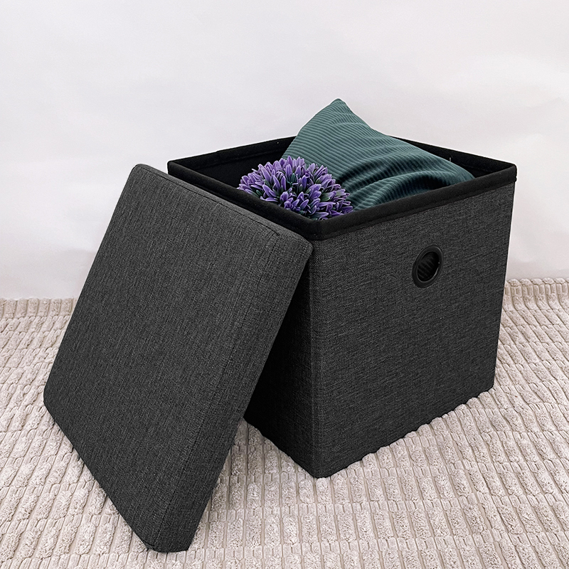 Puff Cubo Organizador Plegable de almacenamiento (TX Gris Oscuro)