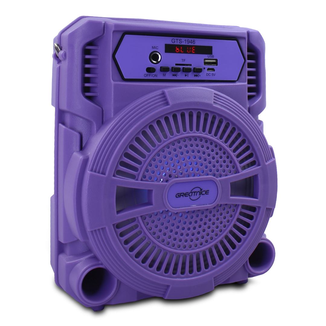Bocina Inalambrica 6.5 Pulgadas Con Microfono Alambrico Color Morado 