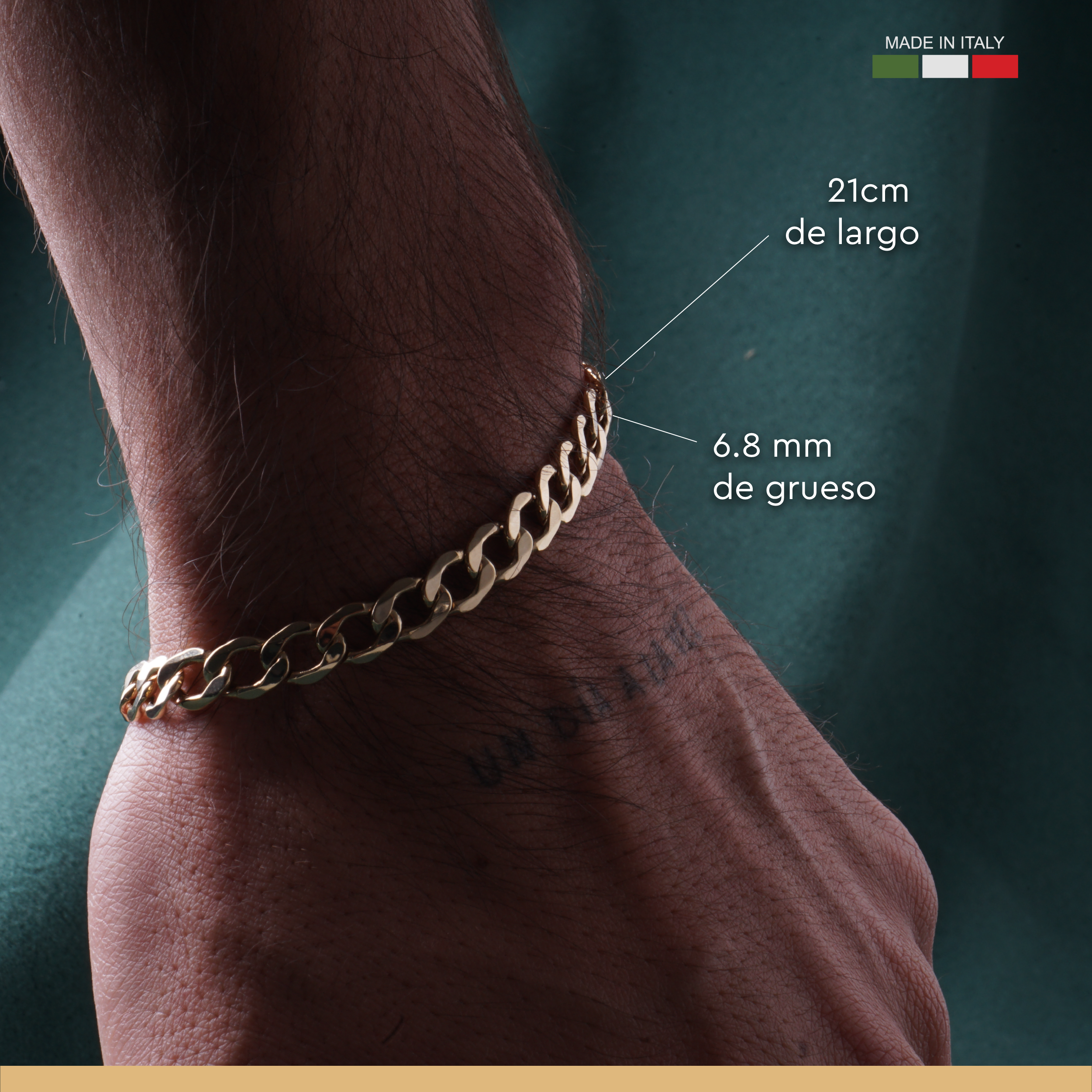 Pulsera Barbada Esclava Oro 10k Italiano 21cm - 6.8mm Italy