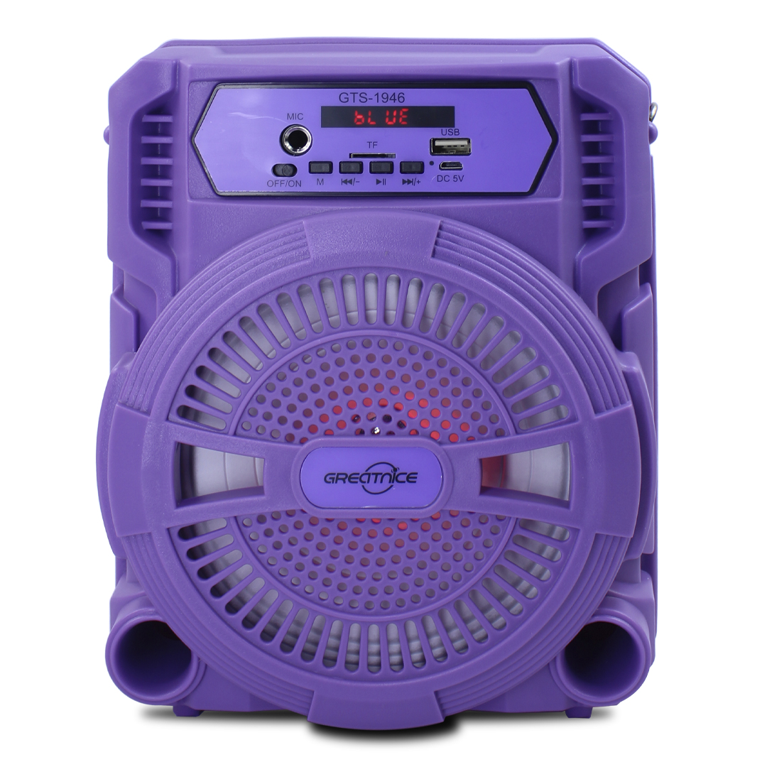 Bocina Inalambrica 6.5 Pulgadas Con Microfono Alambrico Color Morado 