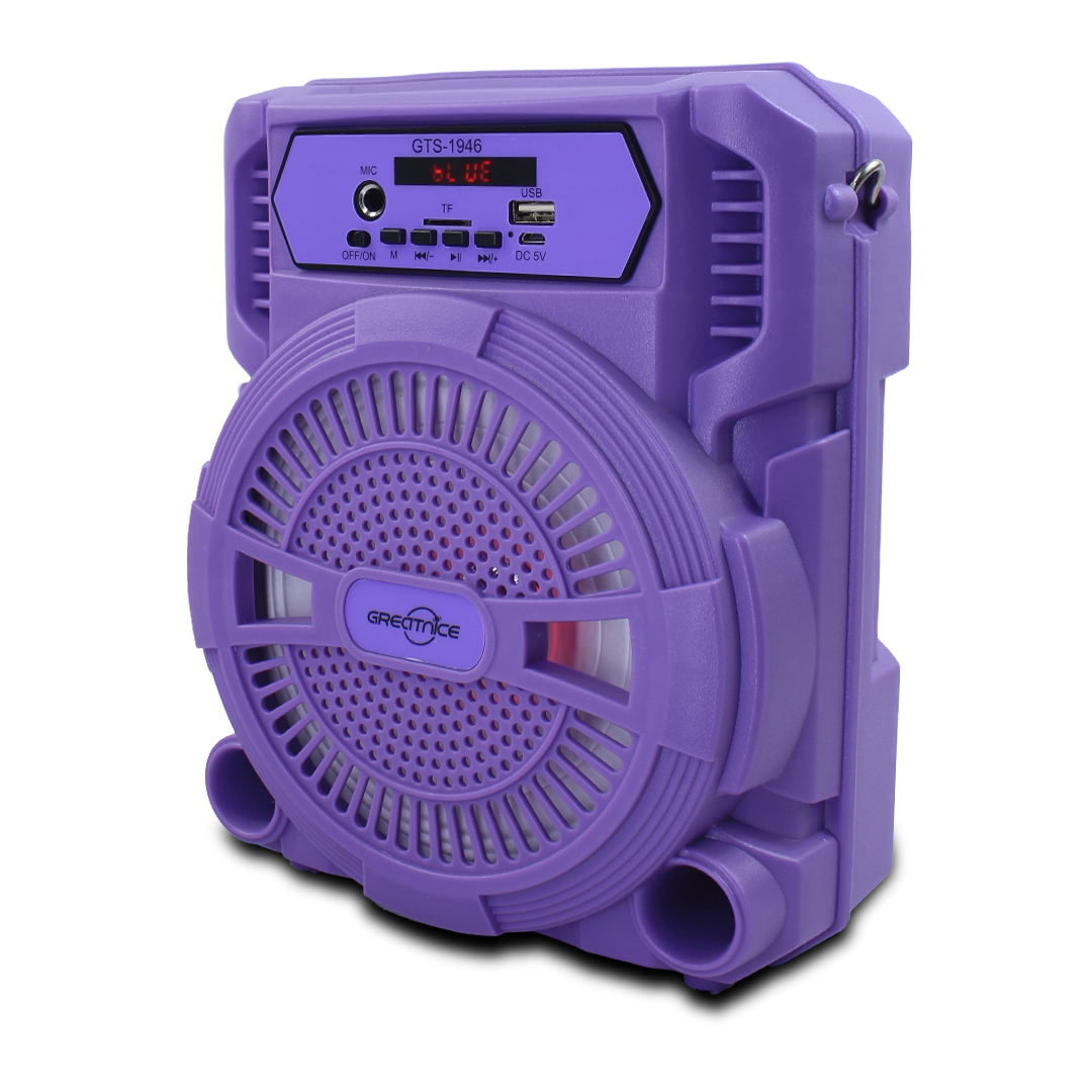 Bocina Inalambrica 6.5 Pulgadas Con Microfono Alambrico Color Morado 