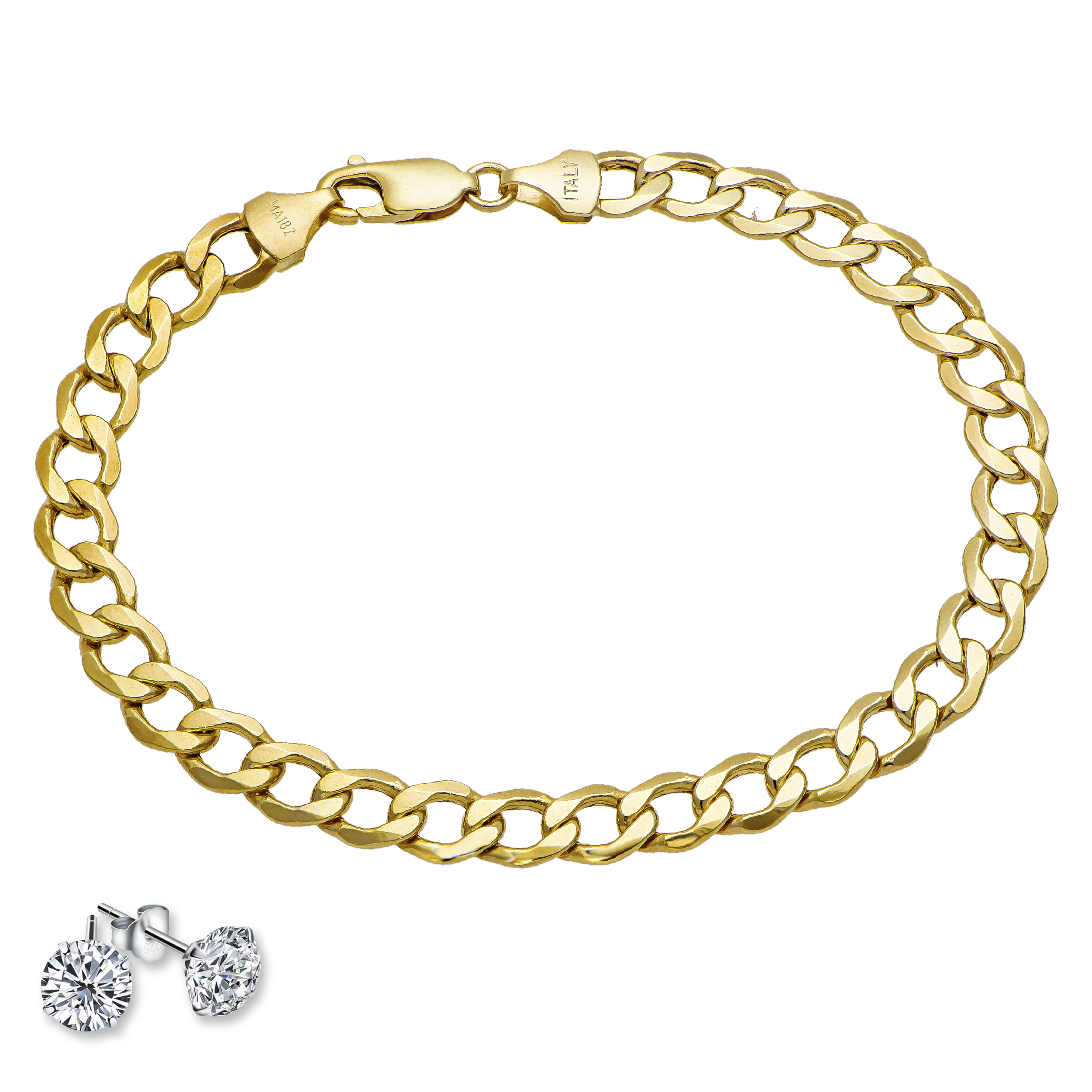 Pulsera Barbada Esclava Oro 10k Italiano 21cm - 6.8mm Italy