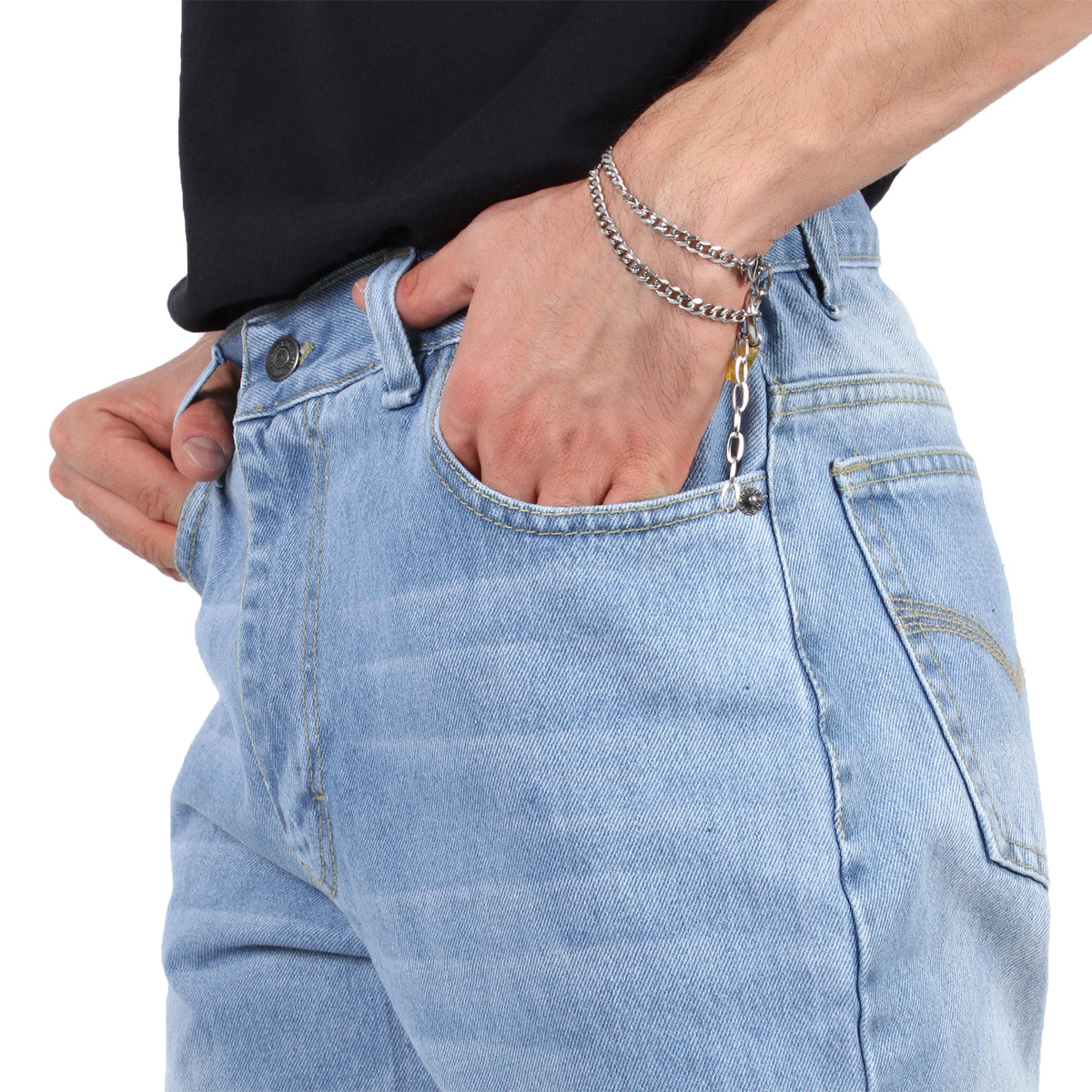 Pantalón de Hombre Vaquero Grueso con Whiskas 