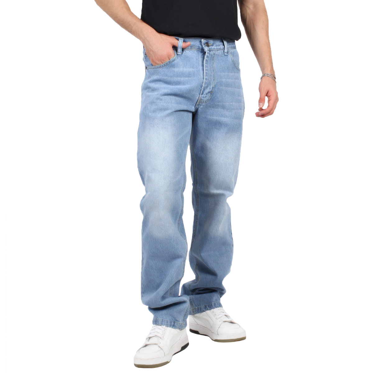 Pantalón de Hombre Vaquero Grueso con Whiskas 