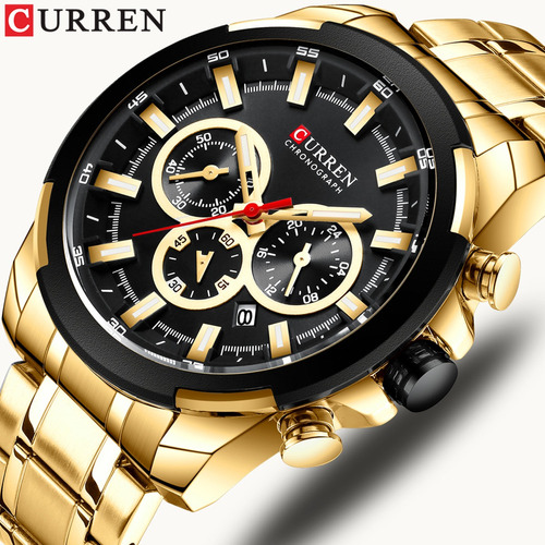 Relojes De Cuarzo Curren Men Classic Business 8361 Color de la correa Dorado