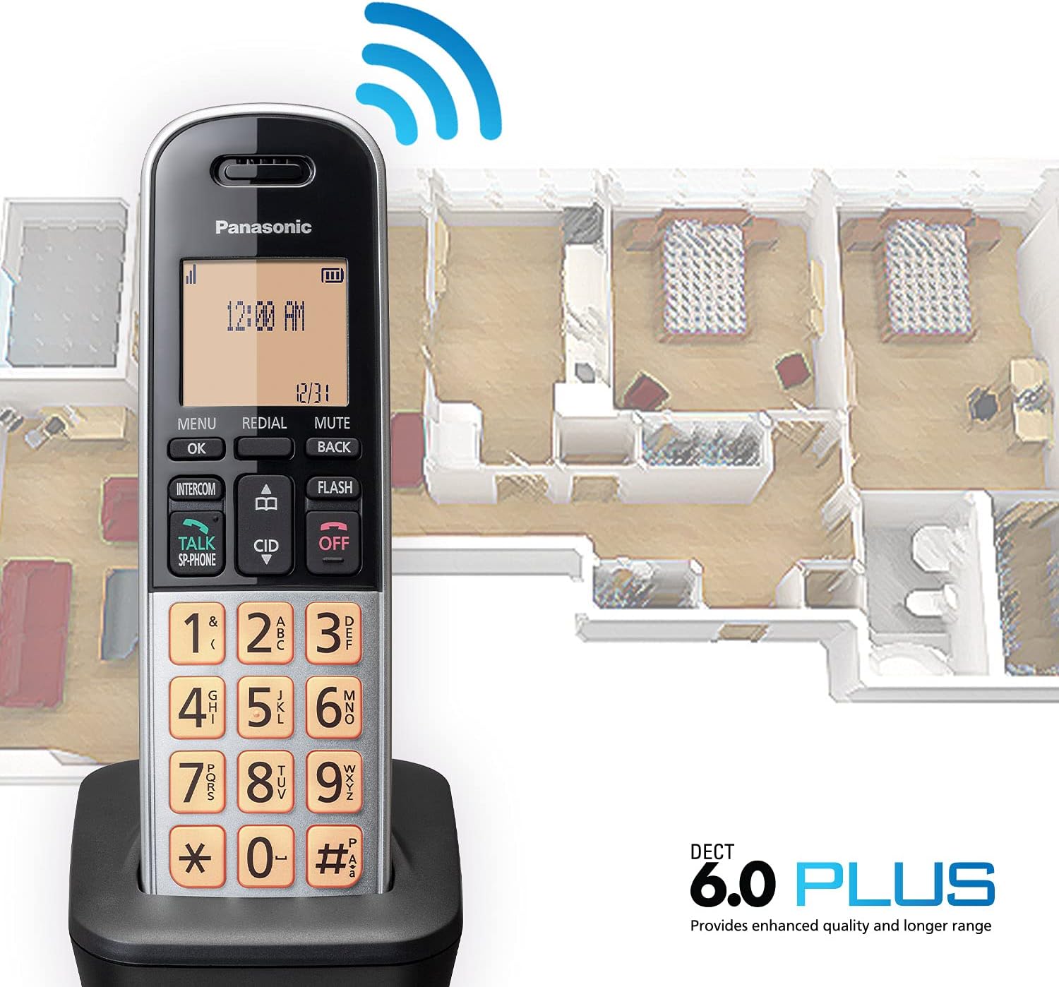 Teléfono inalámbrico Panasonic DECT 6.0 Agenda Bloqueo de llamadas Retroiluminado