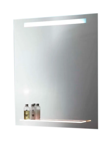 Espejo VA con iluminación LED de 70 X 80 cms. (base por altura) Forma rectangular con interruptor. Conexión de clavija a luz eléctrica.