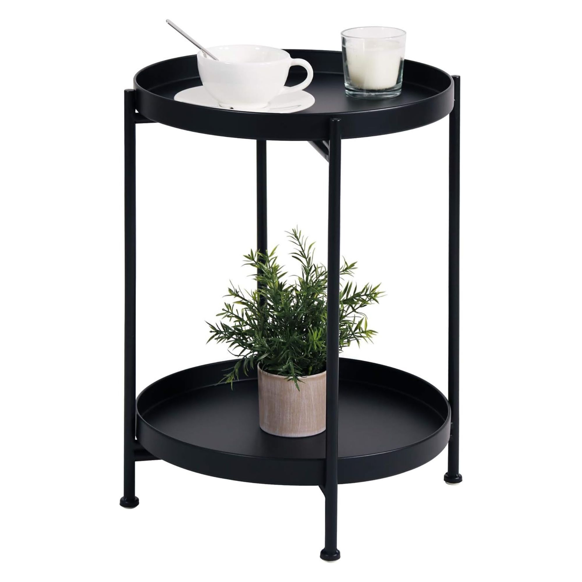 Mesa De Centro Minimalista Ecomlab Auxiliar De Sala Metálica Negra.