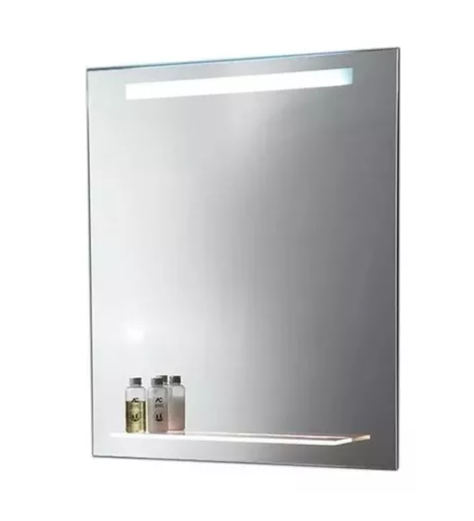 Espejo VA con iluminación LED de 70 X 80 cms. (base por altura) Forma rectangular con interruptor. Conexión de clavija a luz eléctrica.