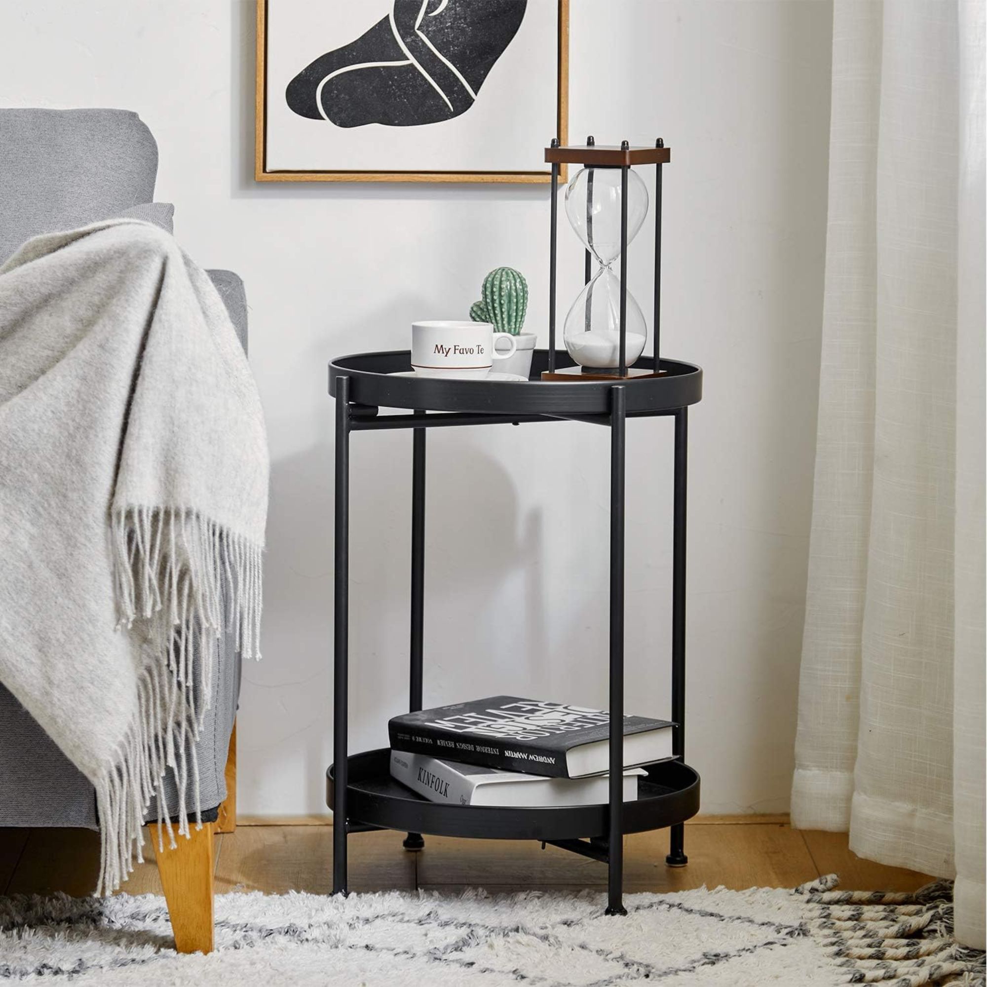 Mesa De Centro Minimalista Ecomlab Auxiliar De Sala Metálica Negra.