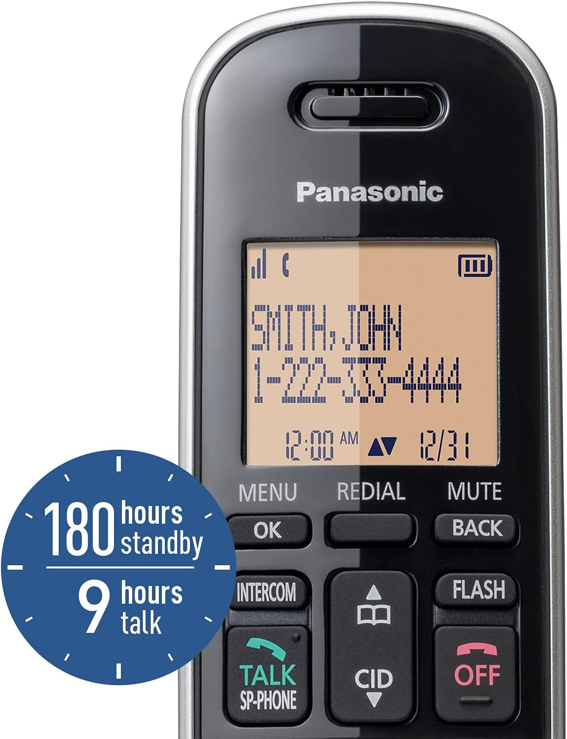 Teléfono inalámbrico Panasonic DECT 6.0 Agenda Bloqueo de llamadas Retroiluminado