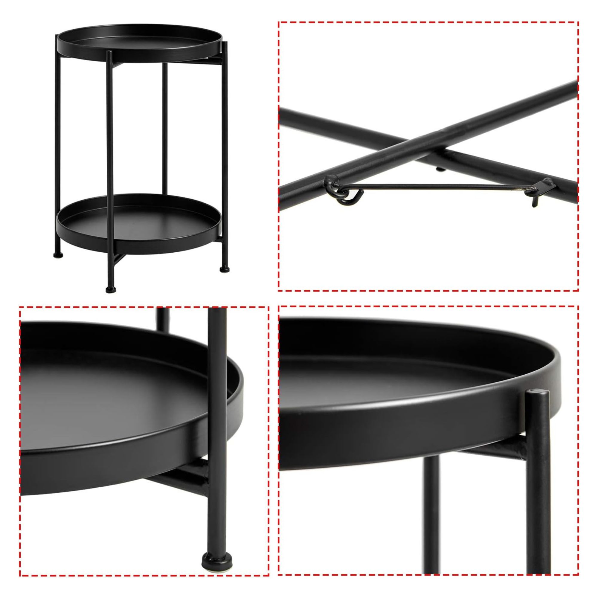 Mesa De Centro Minimalista Ecomlab Auxiliar De Sala Metálica Negra.