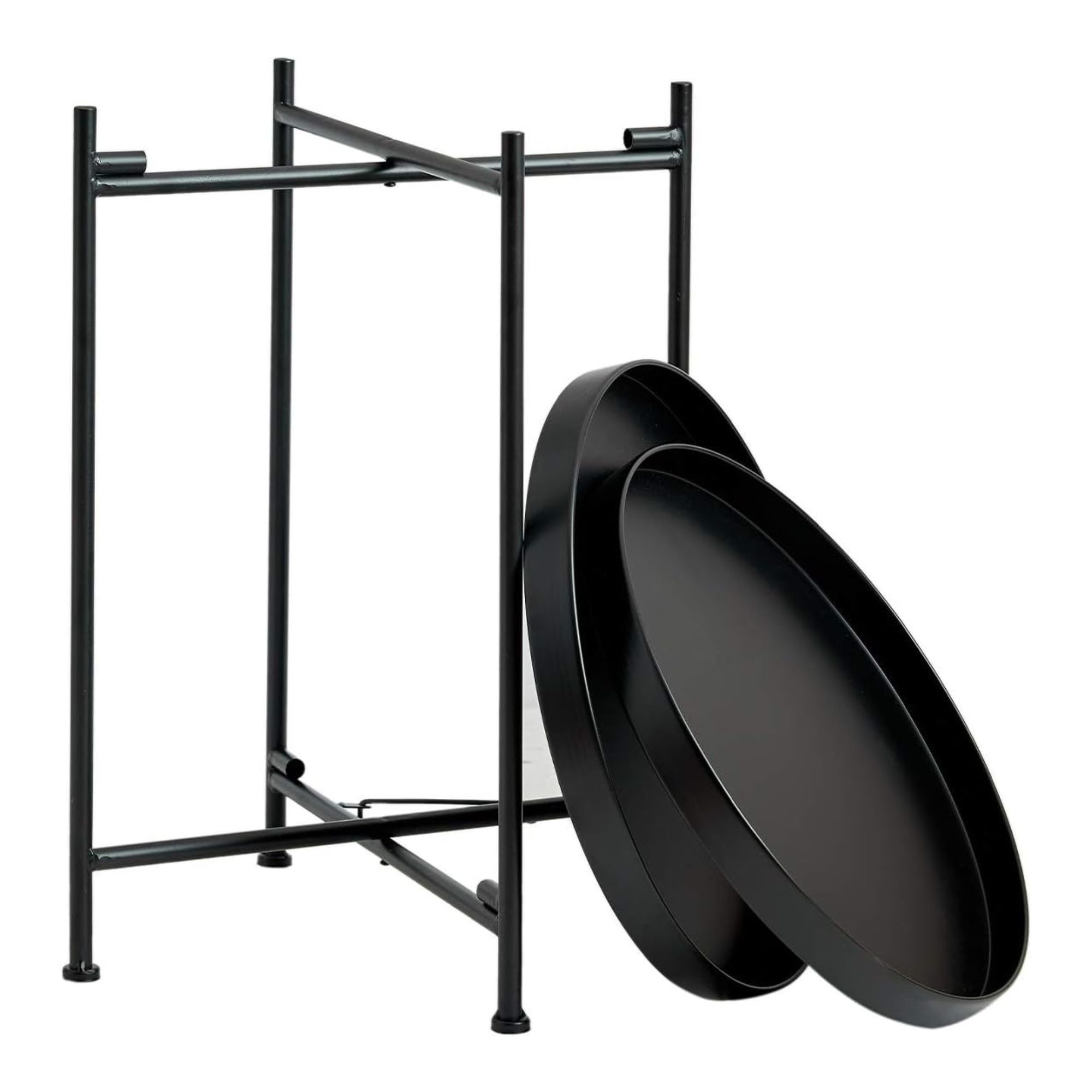 Mesa De Centro Minimalista Ecomlab Auxiliar De Sala Metálica Negra.