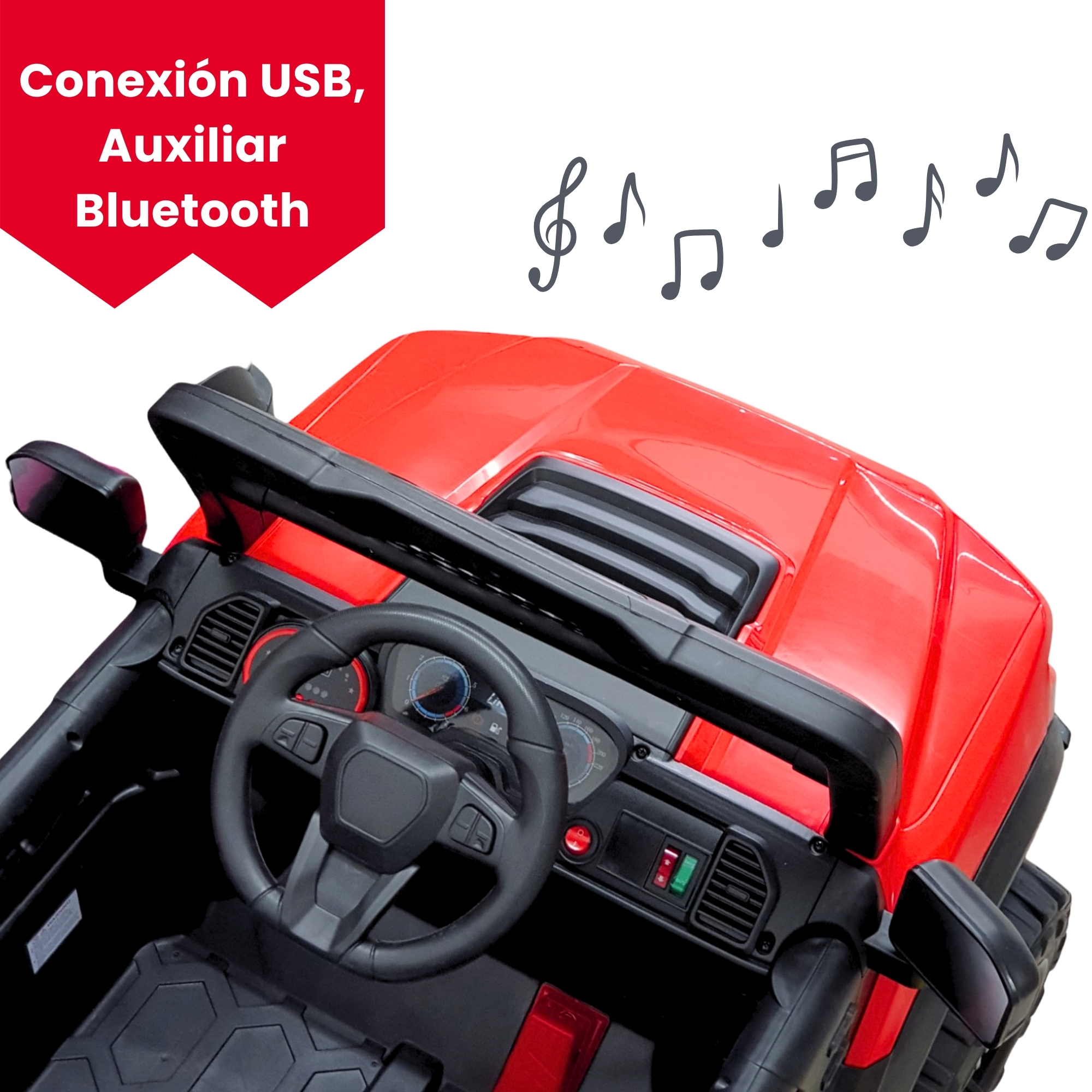 Montable Electrico para Niños Control Remoto Luz Led Raptor 12V - Rojo.