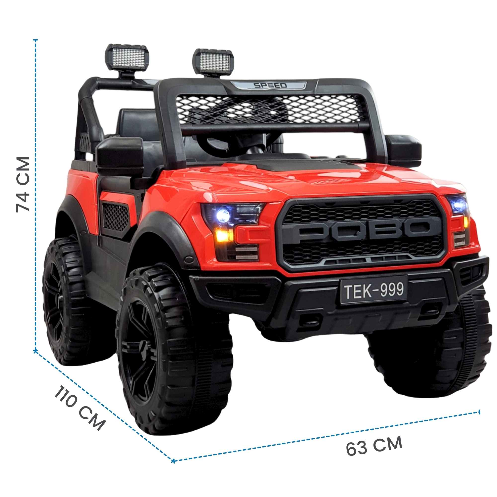 Montable Electrico para Niños Control Remoto Luz Led Raptor 12V - Rojo.