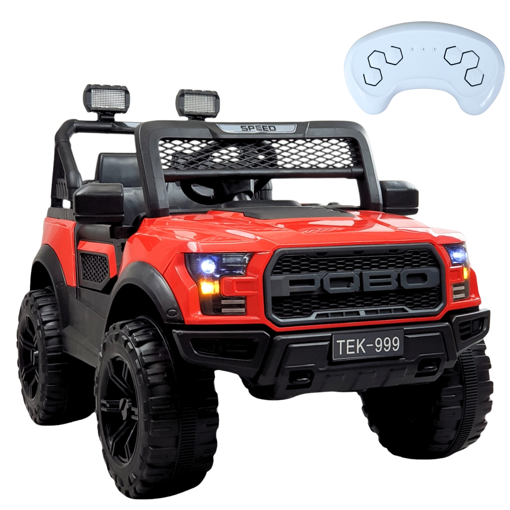 Montable Electrico para Niños Control Remoto Luz Led Raptor 12V - Rojo.