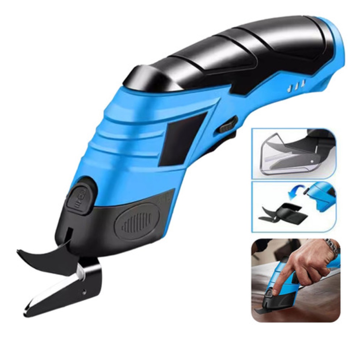 "Máquina Cortadora De Cartón Para Cortar Plásticos Eléctrica Azul con negro "