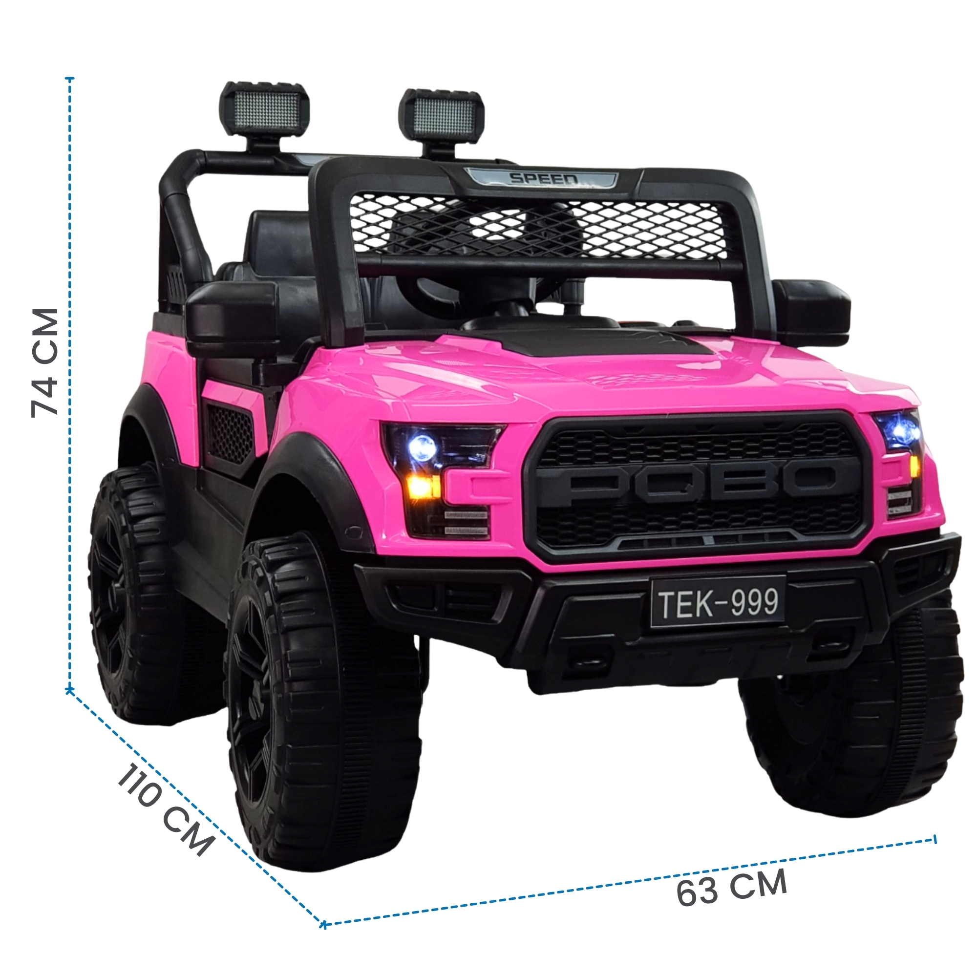 Montable Electrico para Ninos Control Remoto Luz Led Raptor 12V Rosa