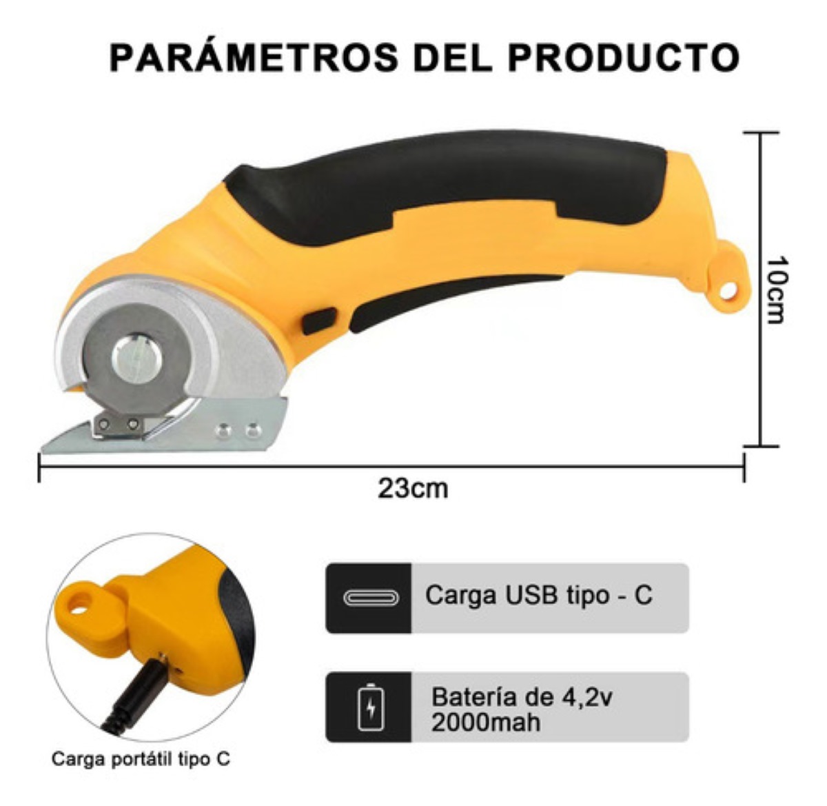 "Tijeras Eléctricas Inalámbricas Cortadora De Tela Para Coser Amarillo negro "