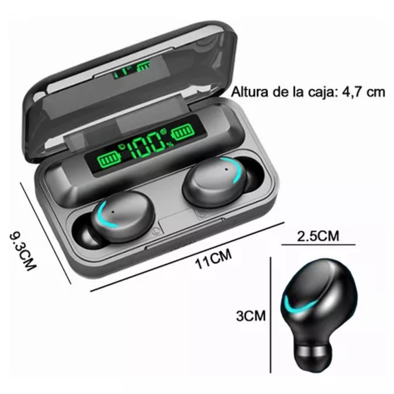 Audífonos In-Ear Gamer Bluetooth F9-5 Negro con luz
