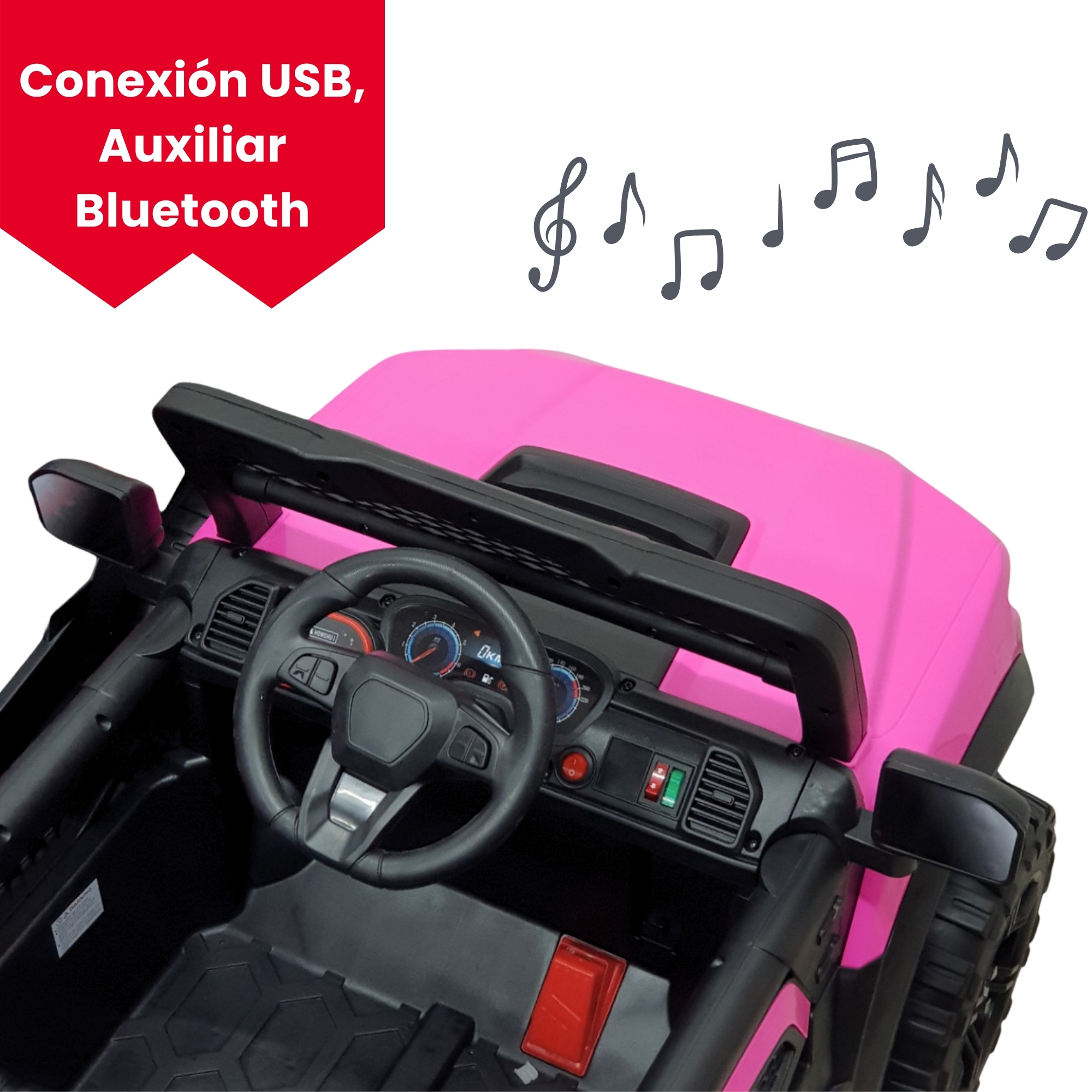 Montable Electrico para Niños Control Remoto Luz Led Raptor 12V - Rosa.