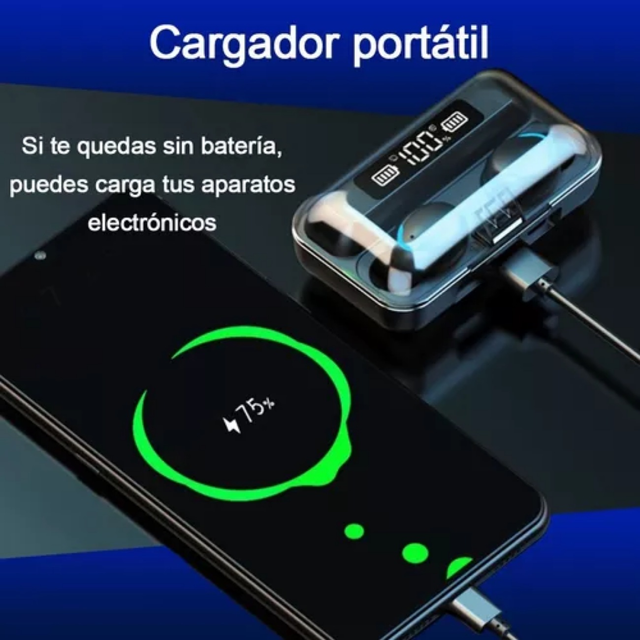 Audífonos In-Ear Gamer Bluetooth F9-5 Negro con luz