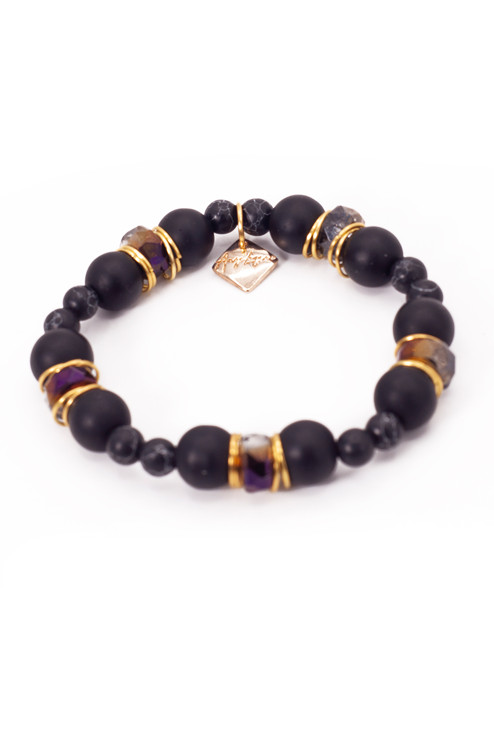 Juego artesanal rombos A ÁNGELOZANO, barro negro, pulsera y aretes.