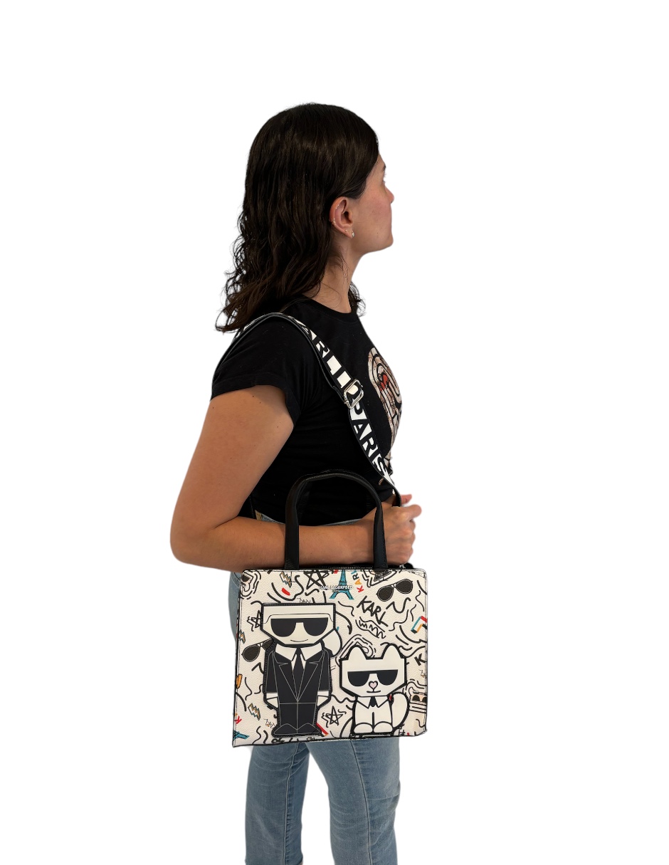 Bolsa Tote Karla Lagerfeld color blanco con asa desmontable