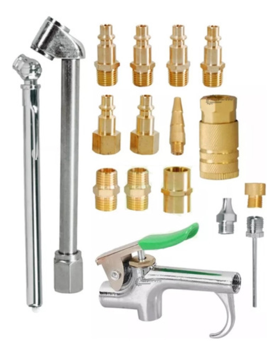 "Kit Accesorios Compresor De Aire 17 Piezas Con Pistola "