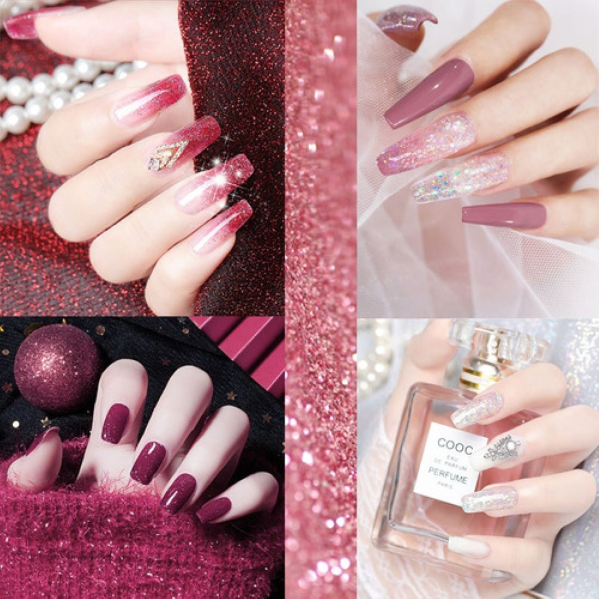 Kit Para Uñas Polygel Con Lámpara Led Tonos Glitter