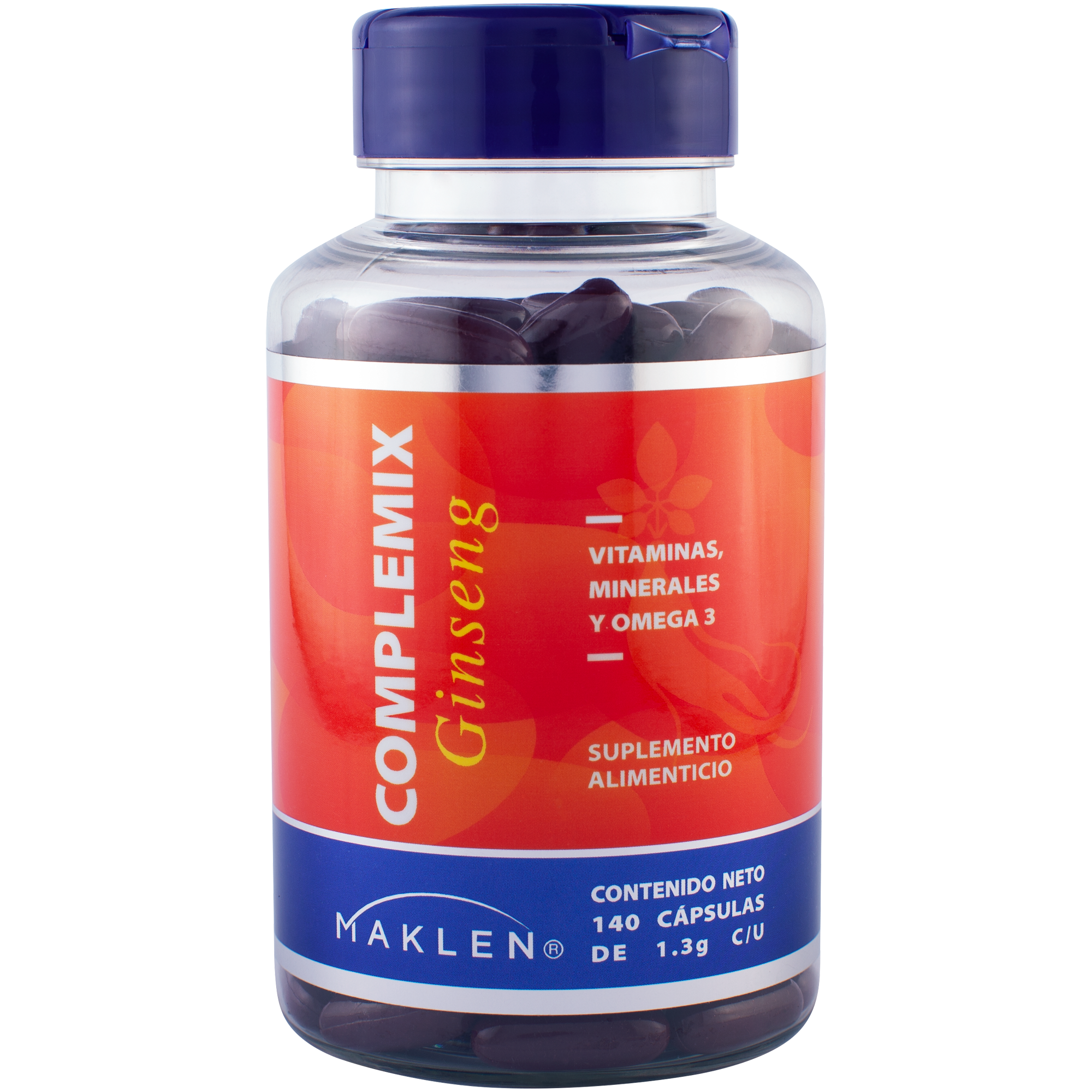 MAKLEN Complemix® GINSENG con Omega 3 | 140 Cápsulas Softgel de 1300mg
