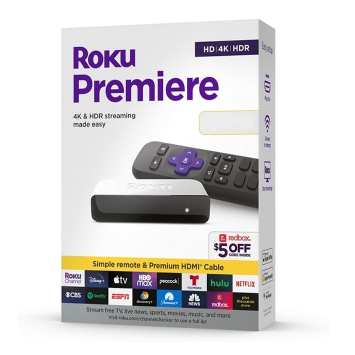 Roku Premiere Streaming Media Player HD/4K/HDR 3920R.