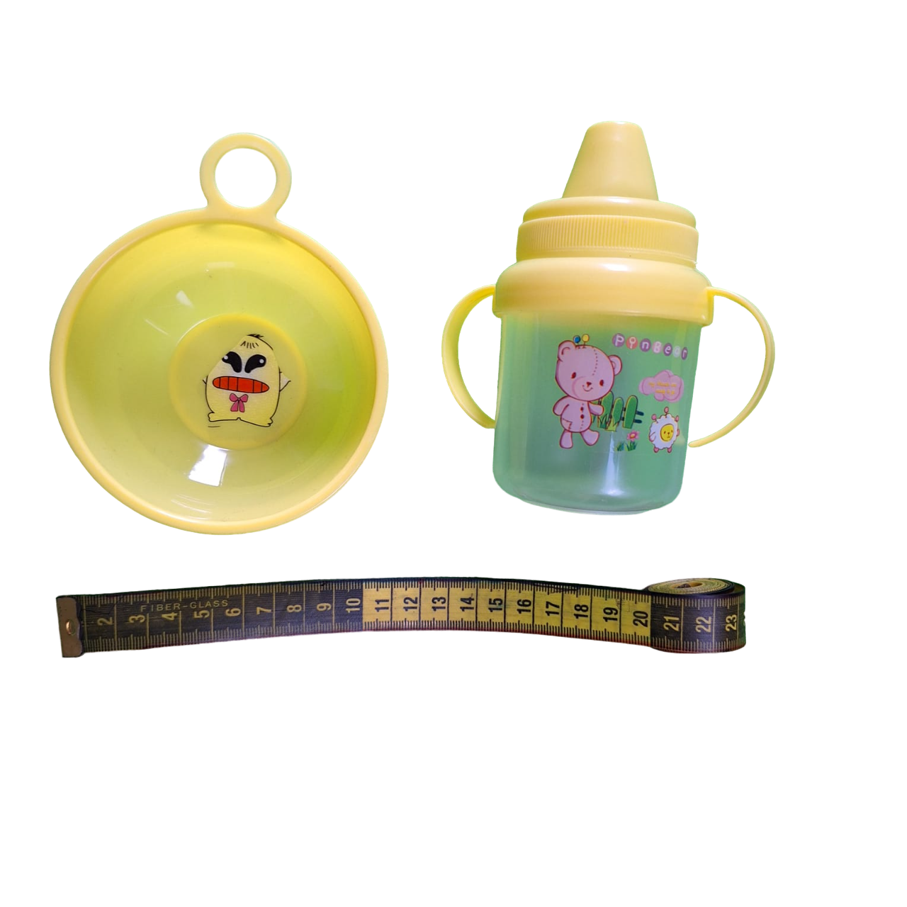 Juego De Plato, Taza, Cubiertos Vaso Entrenador Color Amarillo Para Bebes