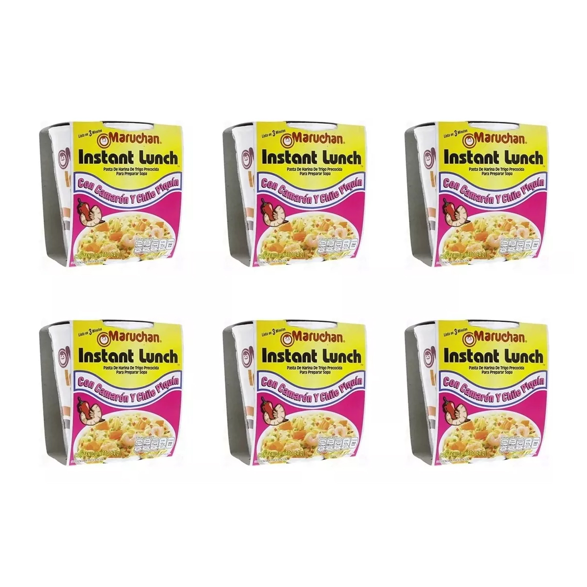Sopa Maruchan Instant Lunch Camarón y Piquín 6 Piezas de 64 g