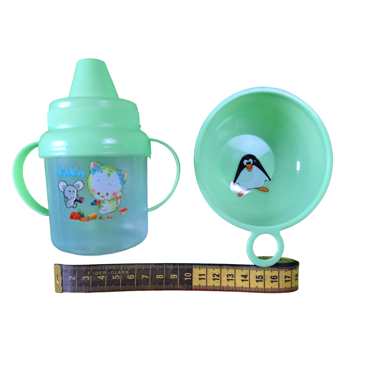 Juego De Plato, Taza, Cubiertos Vaso Entrenador Color Verde Para Bebes