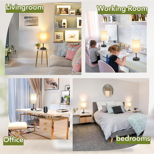 Lámpara De Noche Buró Touch De Mesa Con 2 Usb Y Bulbo Led