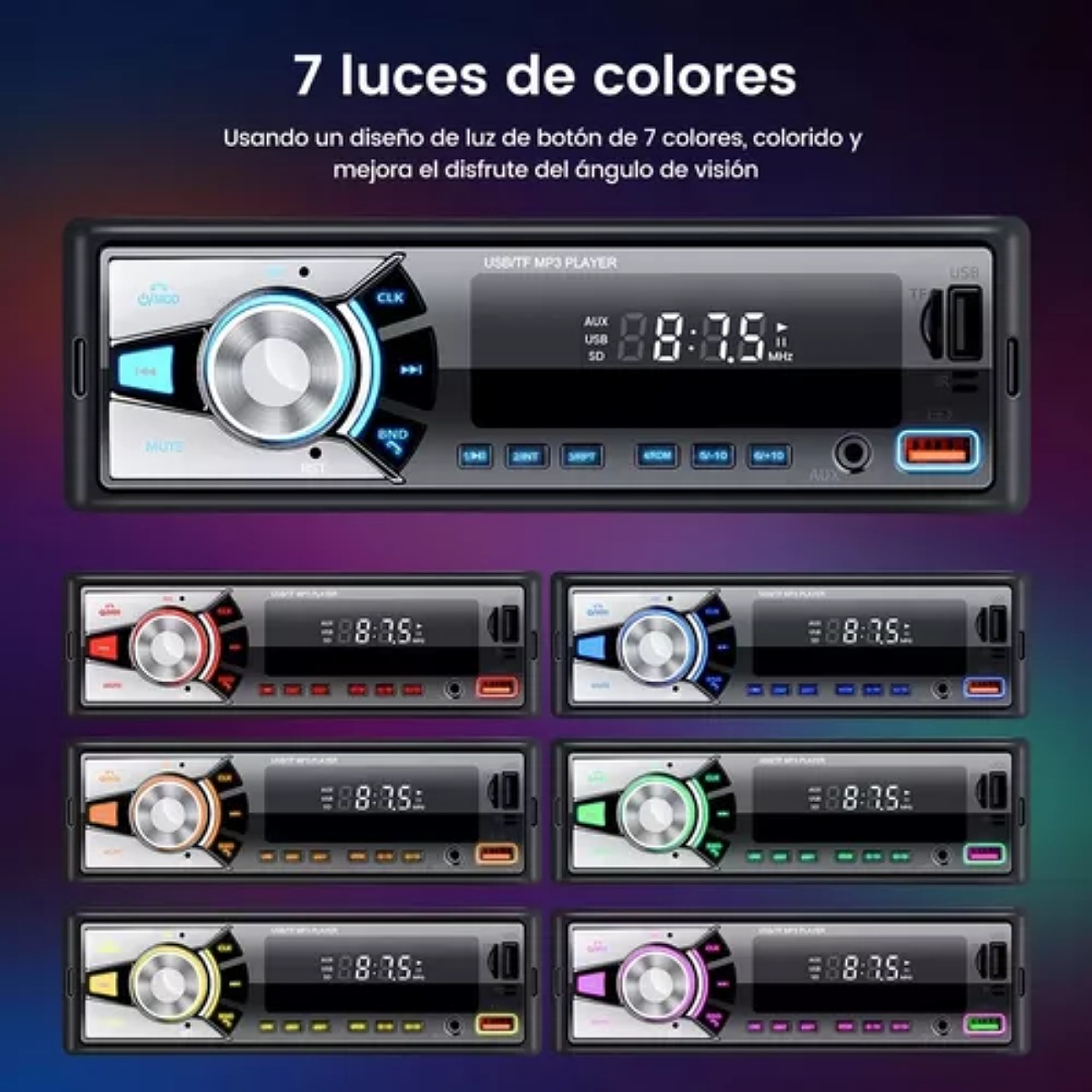 Auto Estéreo Bluetooth Reproductor Mp3 Radio Con 2 Usb Aux