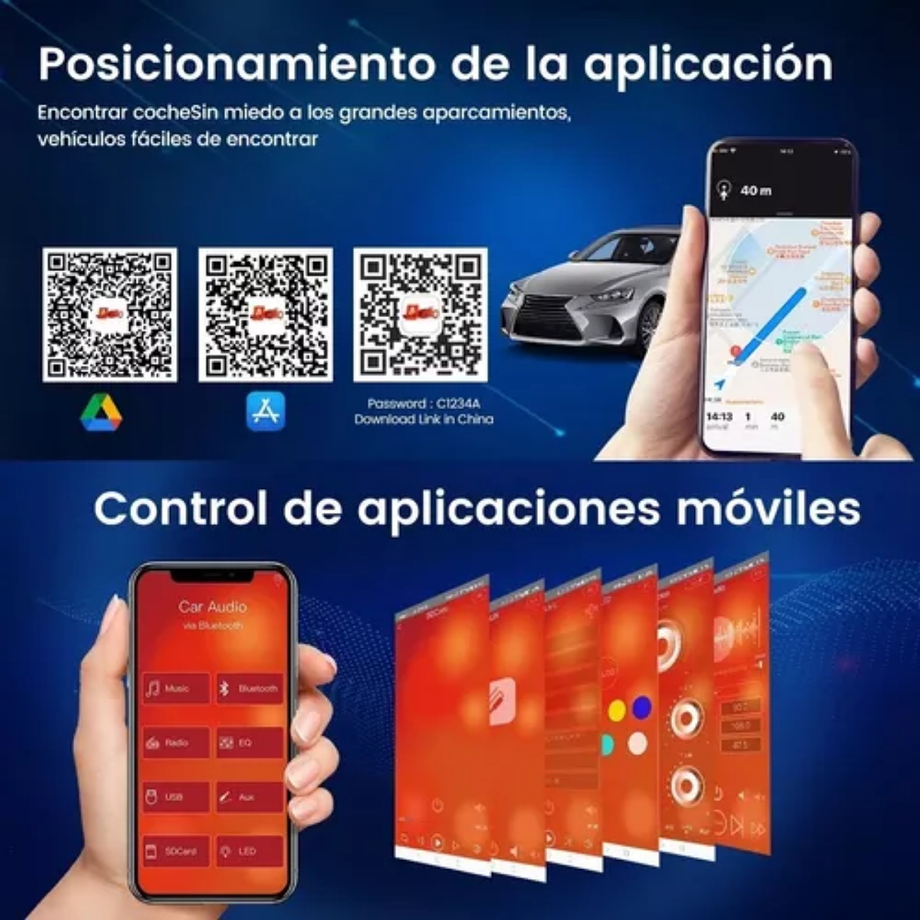 Auto Estéreo Bluetooth Reproductor Mp3 Radio Con 2 Usb Aux