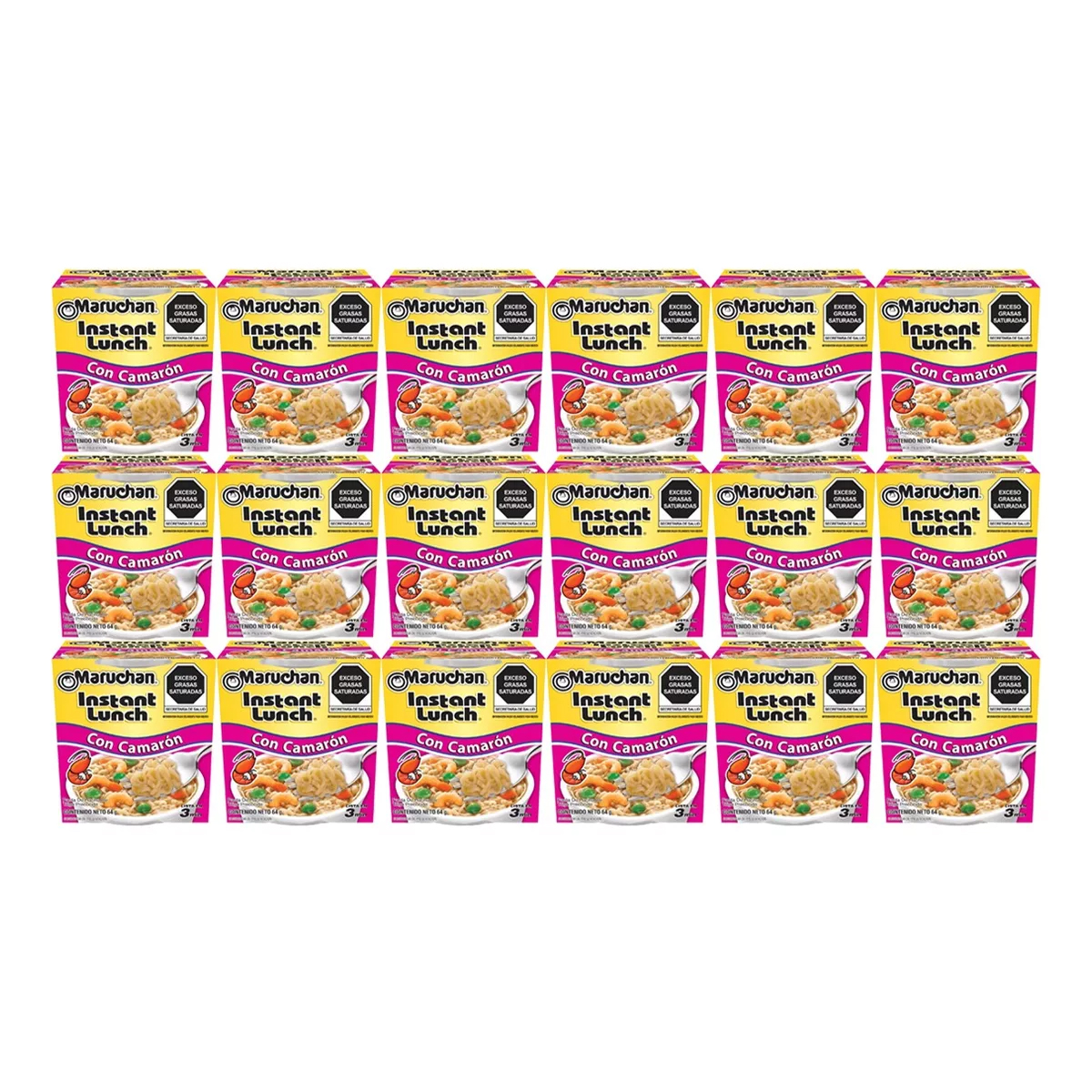 Sopa Maruchan Instant Lunch con Camarón 18 Piezas de 64 g c/u