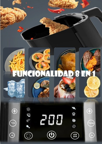 Lagom 8l Freidora De Aire Multifuncional Premium 2400w Color Negro