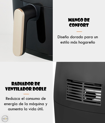 Lagom 8l Freidora De Aire Multifuncional Premium 2400w Color Negro