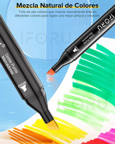 Marcadores 80 Colores Doble Punta Plumones Punta Pincel IFORU