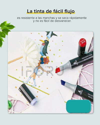 Marcadores 80 Colores Doble Punta Plumones Punta Pincel IFORU
