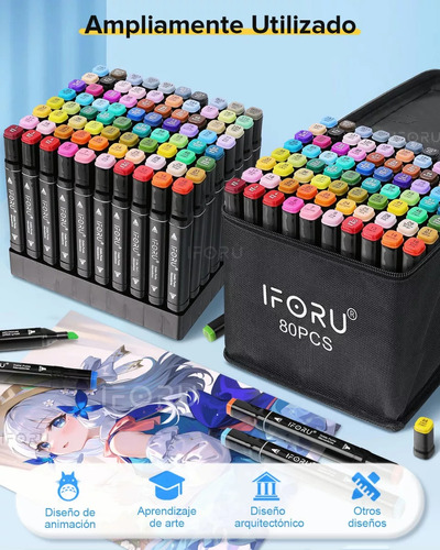 Marcadores 80 Colores Doble Punta Plumones Punta Pincel IFORU