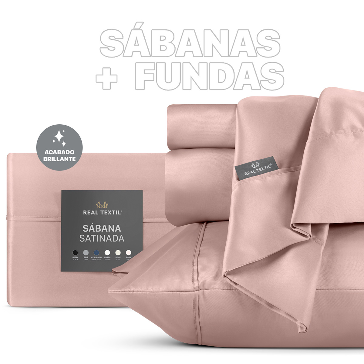 Sábanas de Satín King Size Tipo Seda Suave y Lujosa Con Fundas Rosa Real Textil.