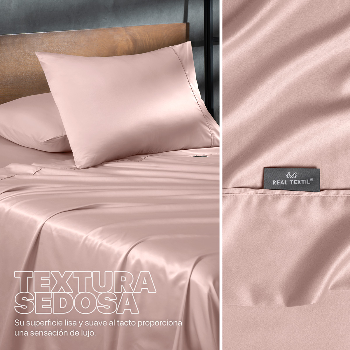 Sábanas de Satín King Size Tipo Seda Suave y Lujosa Con Fundas Rosa Real Textil.