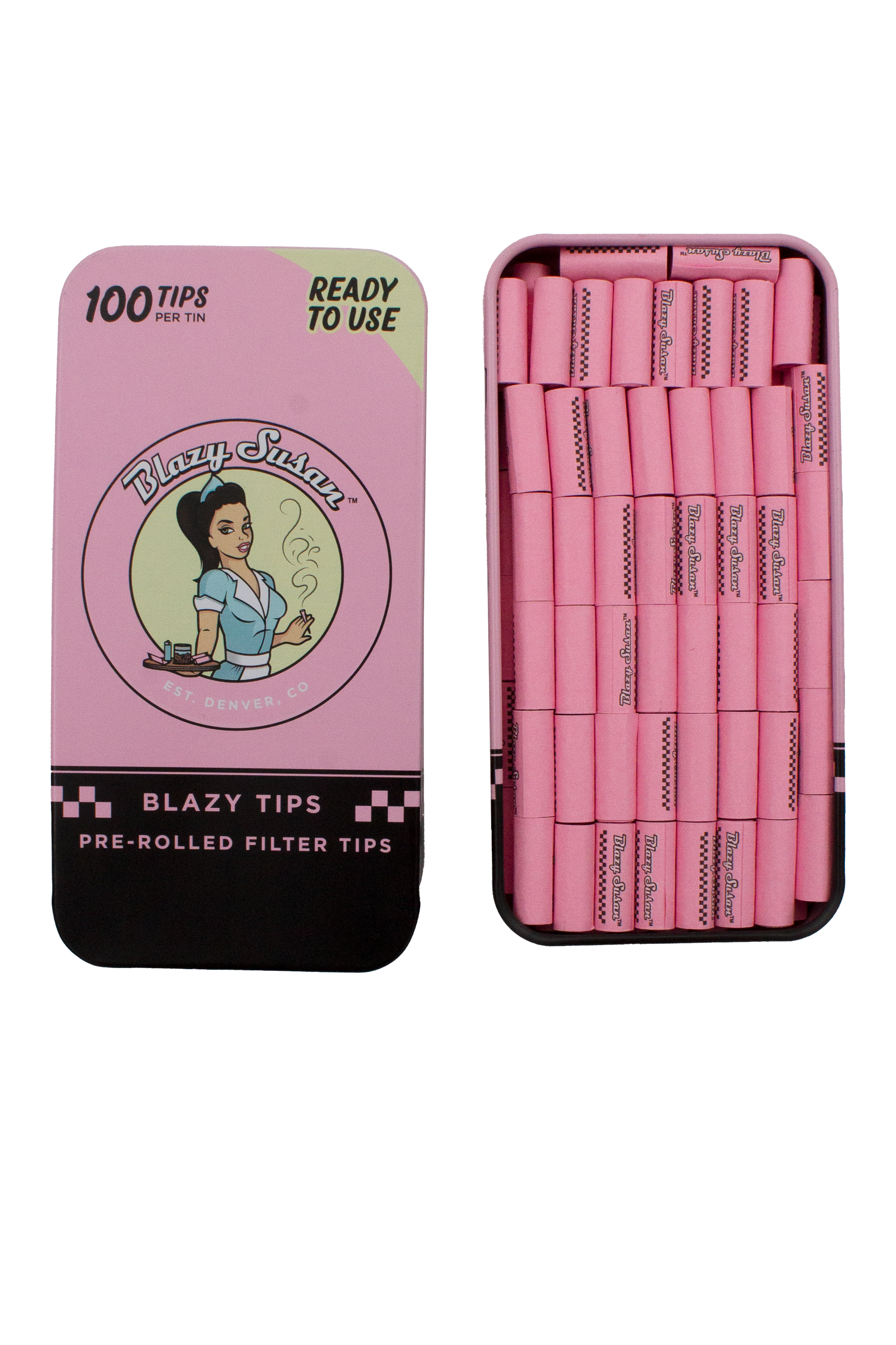 Caja con 100 Filtros Rosas Prerolados Blazy Susan