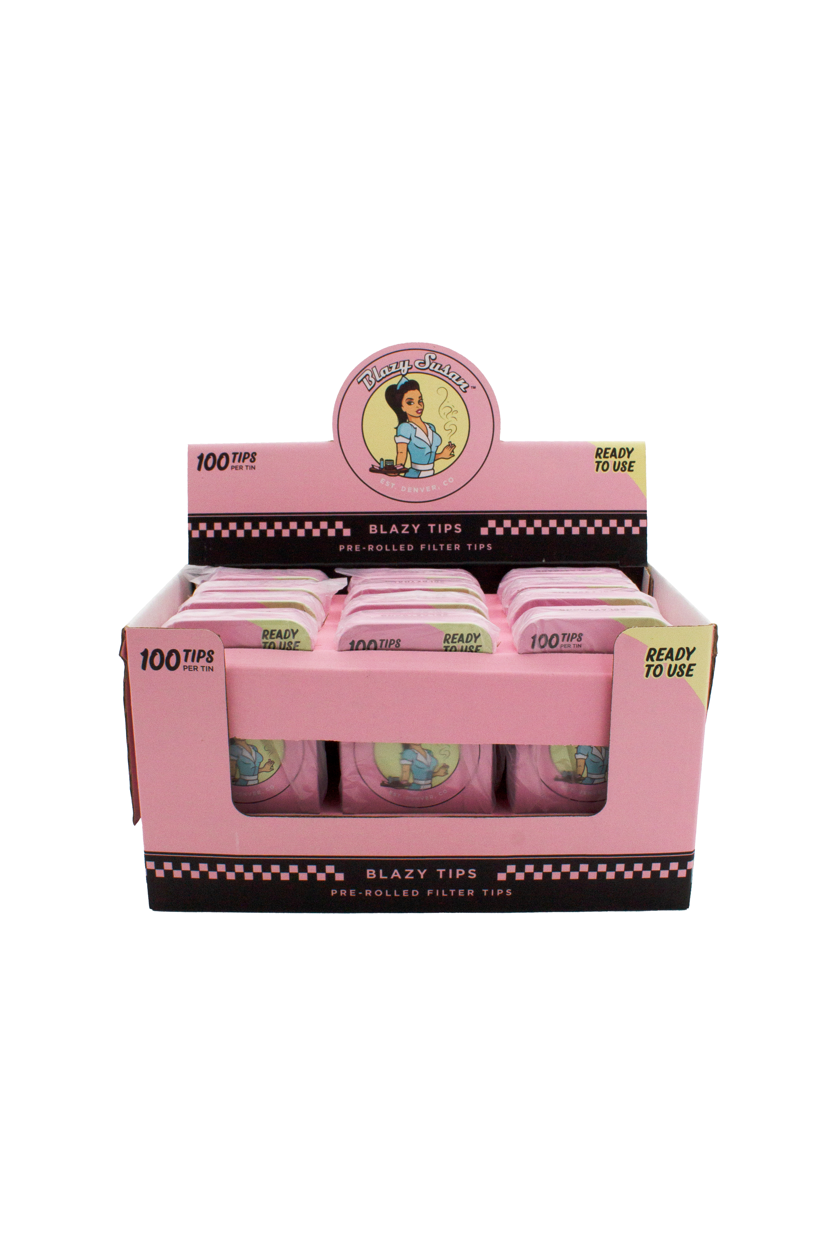 Caja con 100 Filtros Rosas Prerolados Blazy Susan