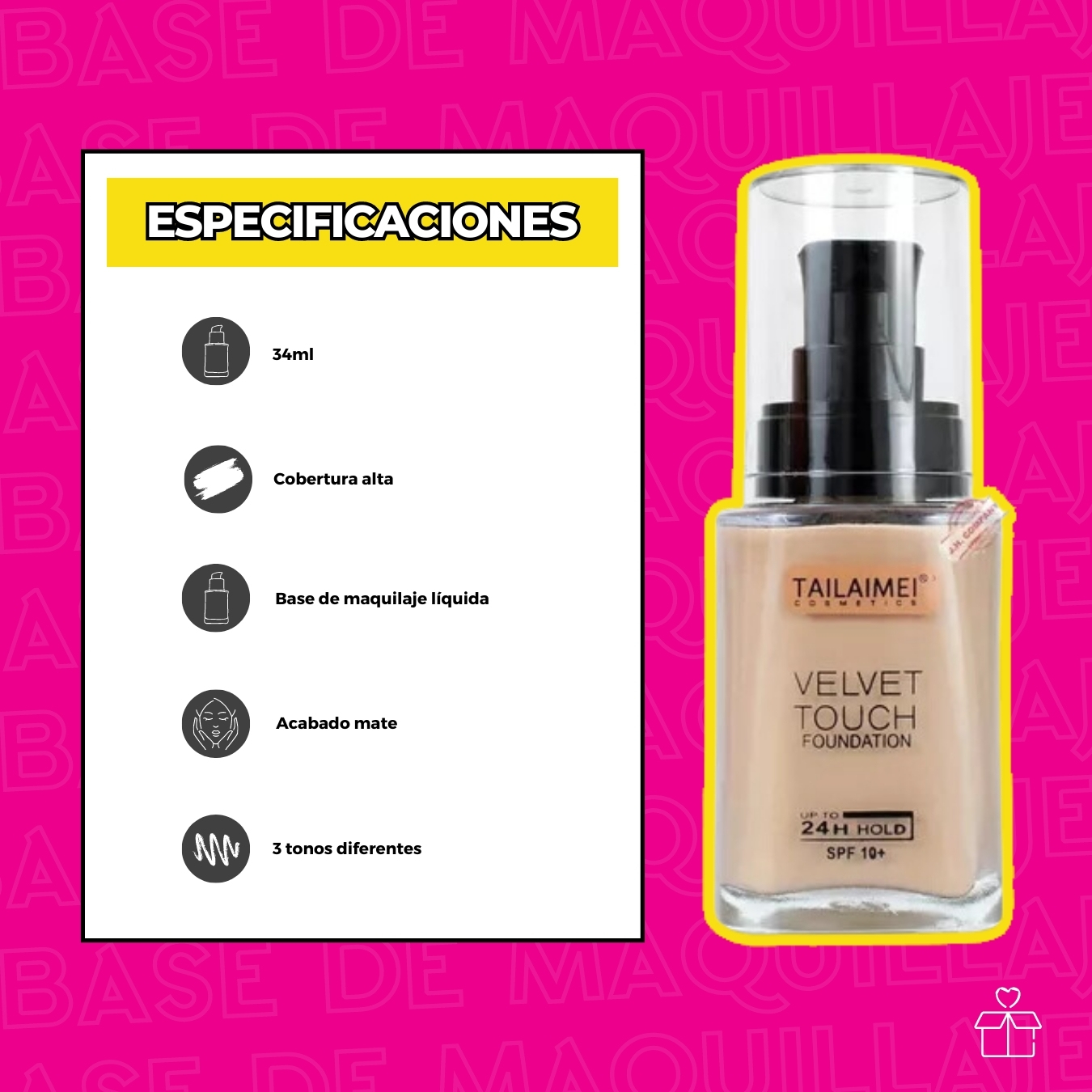 Base De Maquillaje Tailaimei Velvet Touch Alta Cobertura Tono 105.